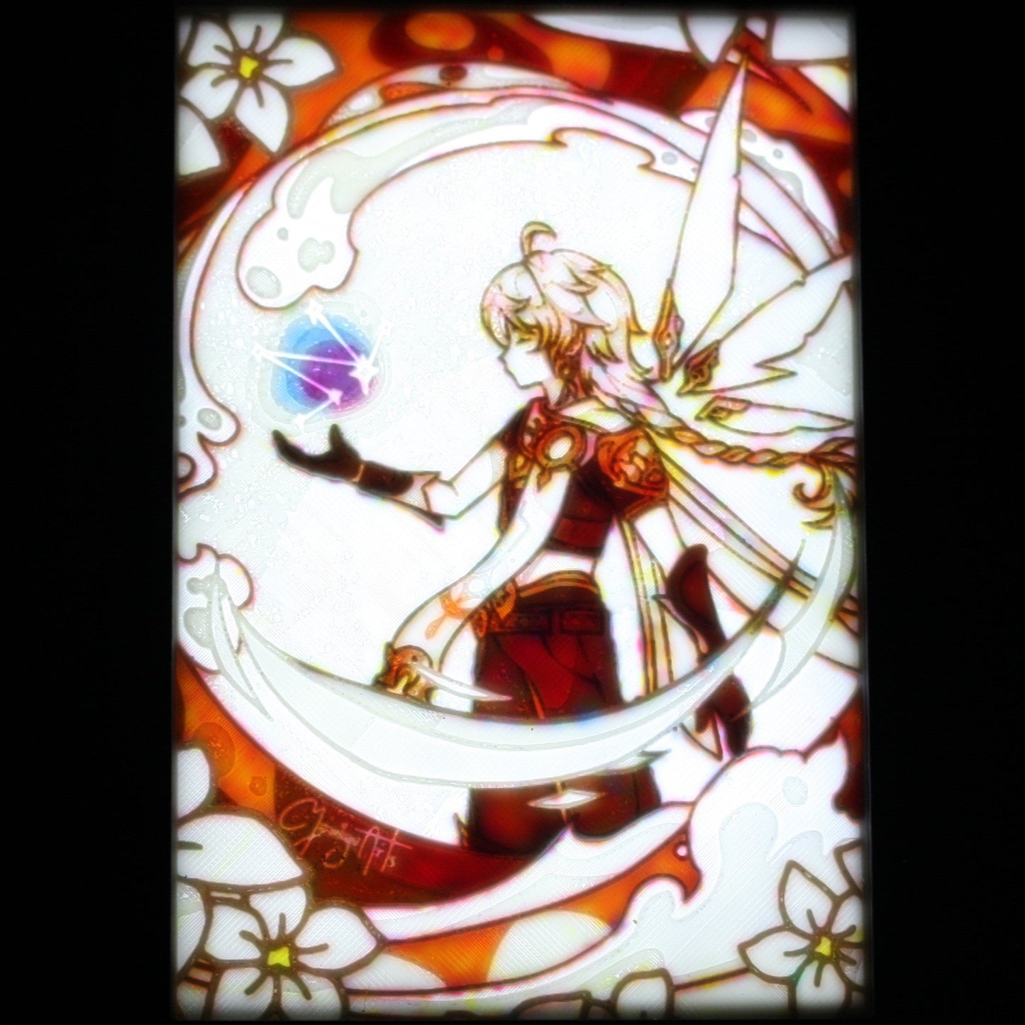 Stylized illustration of Aether with a decorative border featuring flowers and abstract patterns.
