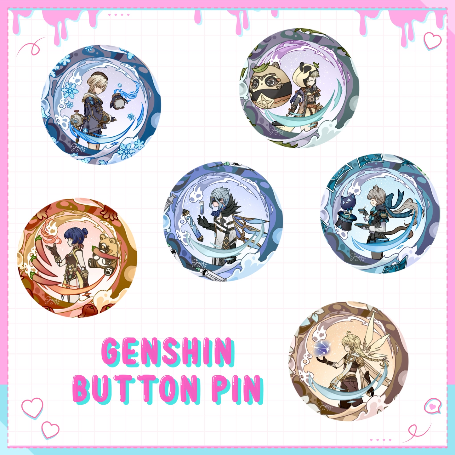 Genshin Impact Button Pin Set 2