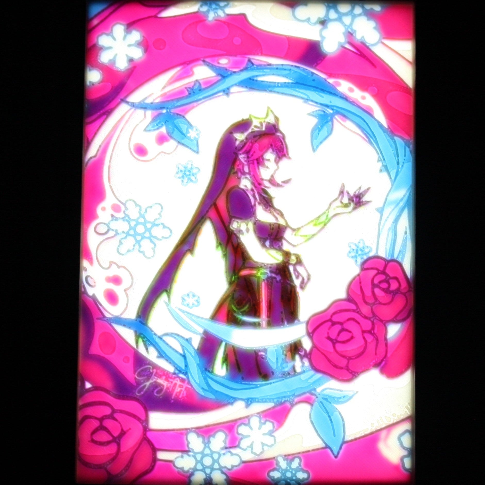 Rosaria in a rose filled background. 