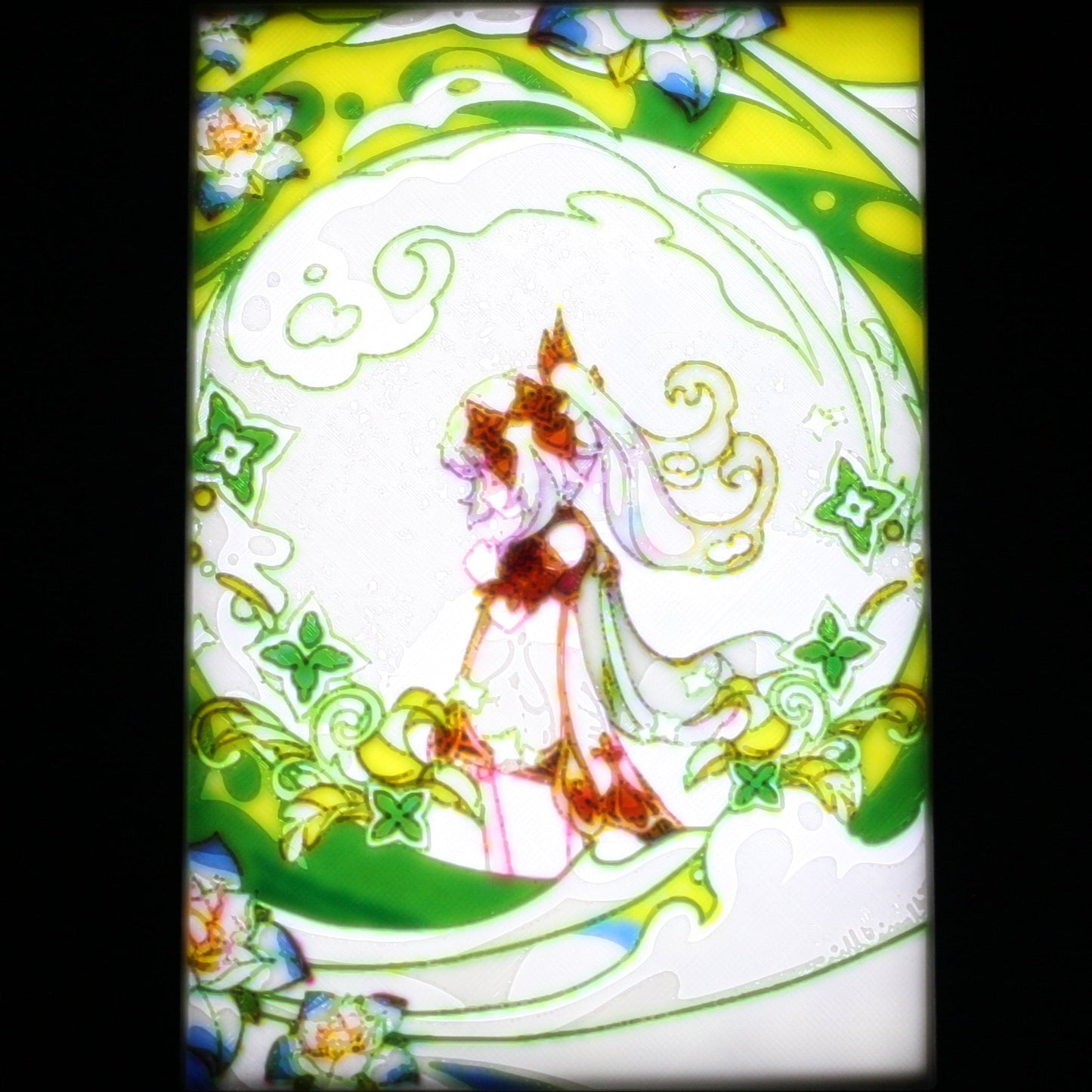 Nahida in a green ackground. 