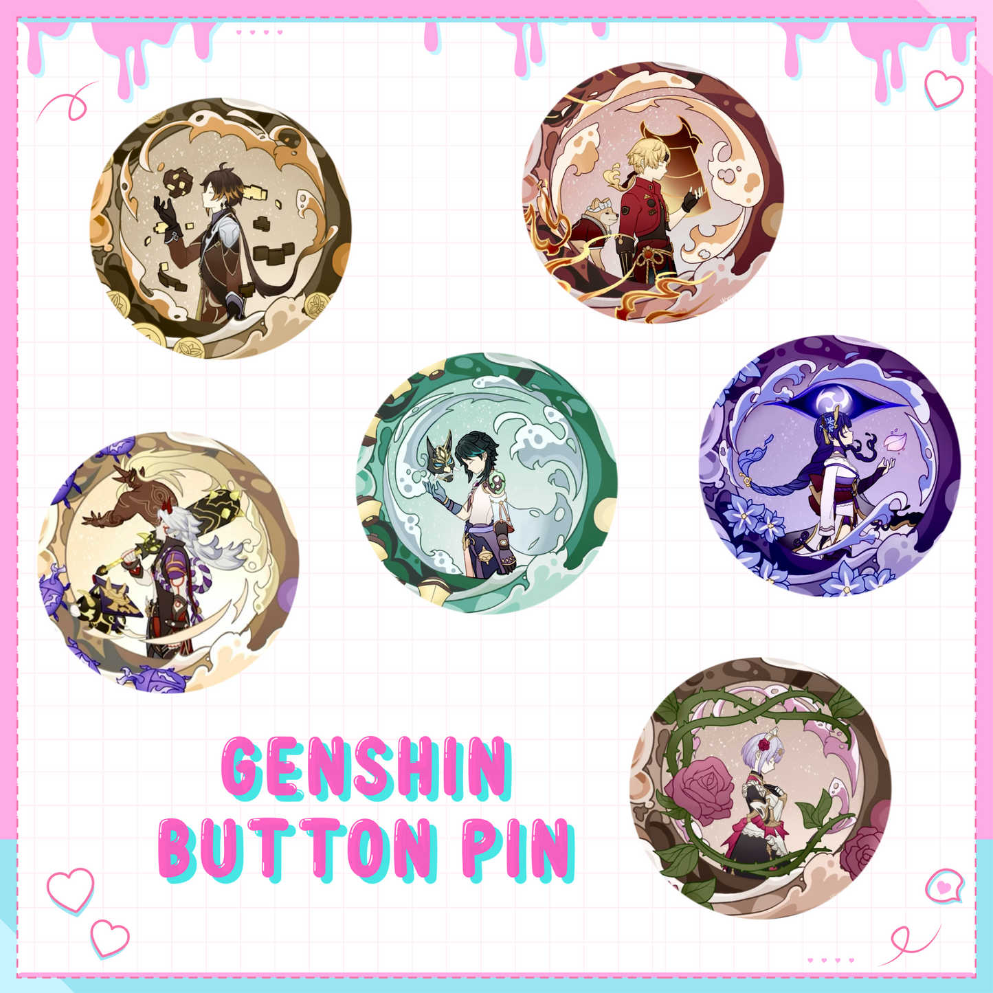 Genshin Impact Button Pin Set 4