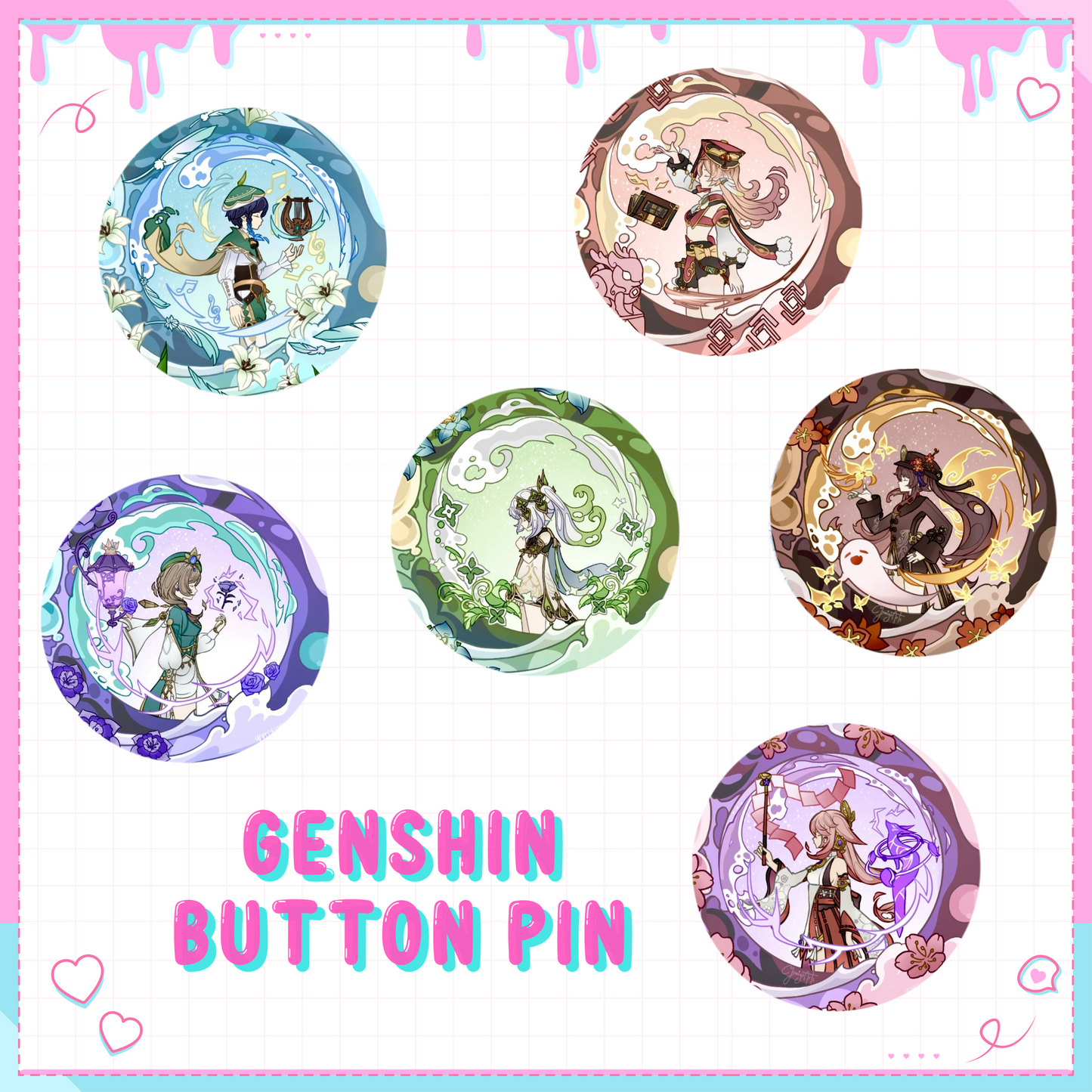 Genshin Impact Button Pin Set 7